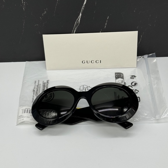 NEW GUCCI GG1647S 007 WOMEN SUNGLASSES GUCCI GG 1647S 007 ROUND BLACK EYEWEAR - Picture 13 of 14